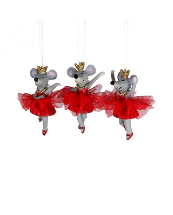 Eglutės dekoracijos "Ballerina Red" (3vnt)