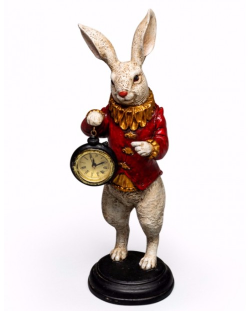 Laikrodis/dekoracija "White Rabbit" (raudona spalva)